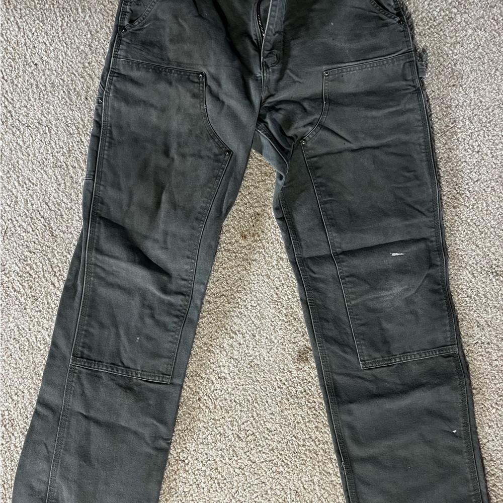 LOOSE FIT WASHED DUCK DOUBLE-FRONT UTILITY WORK PANT **GREEN** 34x32